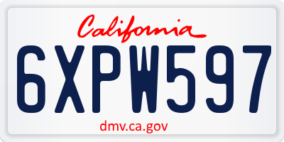 CA license plate 6XPW597