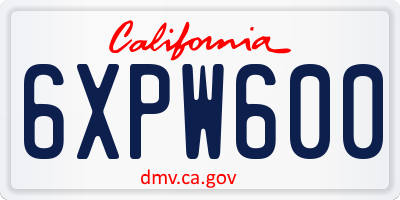 CA license plate 6XPW600