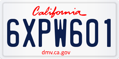 CA license plate 6XPW601