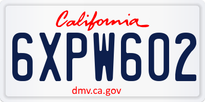 CA license plate 6XPW602