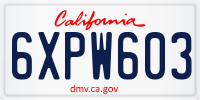 CA license plate 6XPW603