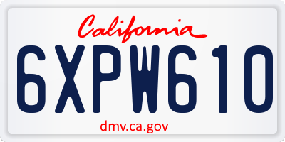 CA license plate 6XPW610