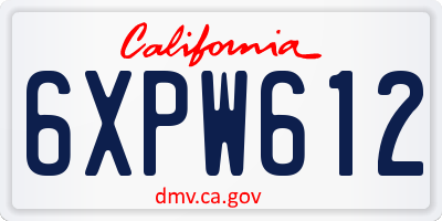 CA license plate 6XPW612