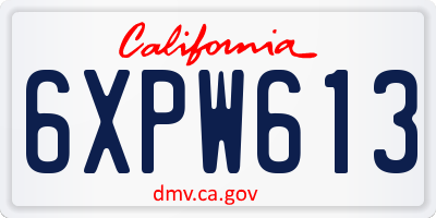 CA license plate 6XPW613
