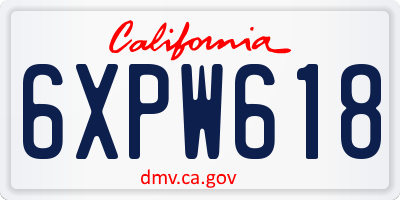 CA license plate 6XPW618