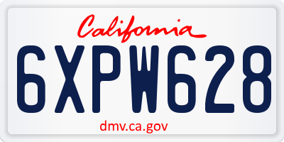 CA license plate 6XPW628