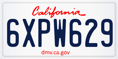 CA license plate 6XPW629
