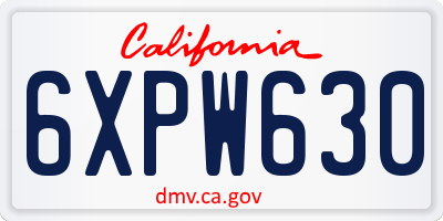 CA license plate 6XPW630