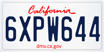 CA license plate 6XPW644