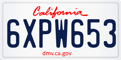 CA license plate 6XPW653