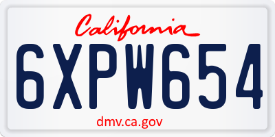 CA license plate 6XPW654