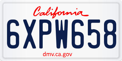 CA license plate 6XPW658