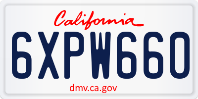 CA license plate 6XPW660