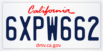 CA license plate 6XPW662