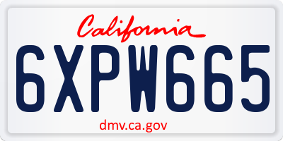 CA license plate 6XPW665
