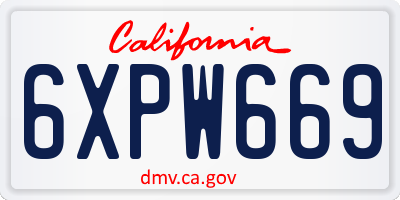 CA license plate 6XPW669