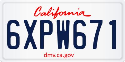 CA license plate 6XPW671