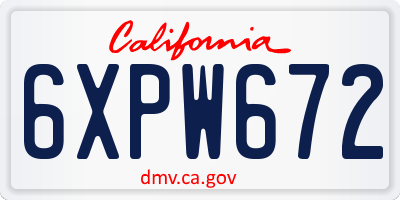 CA license plate 6XPW672