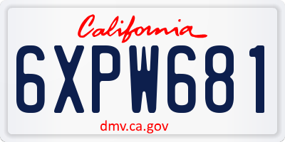 CA license plate 6XPW681