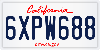 CA license plate 6XPW688