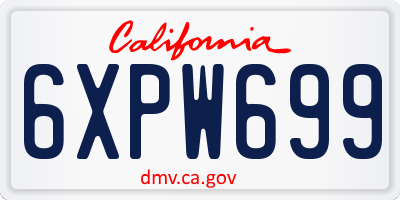 CA license plate 6XPW699