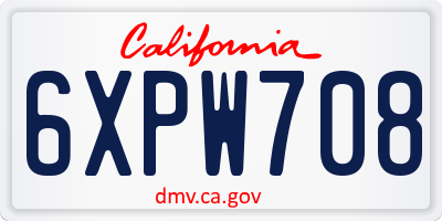 CA license plate 6XPW708