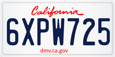 CA license plate 6XPW725