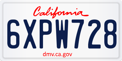 CA license plate 6XPW728
