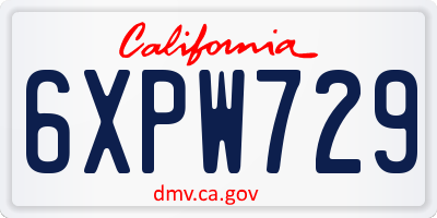 CA license plate 6XPW729