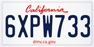 CA license plate 6XPW733