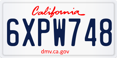 CA license plate 6XPW748