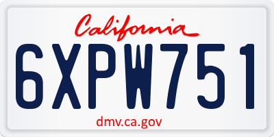CA license plate 6XPW751