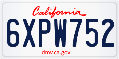 CA license plate 6XPW752