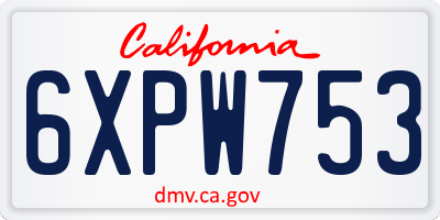 CA license plate 6XPW753