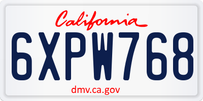 CA license plate 6XPW768
