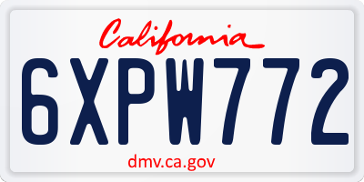 CA license plate 6XPW772