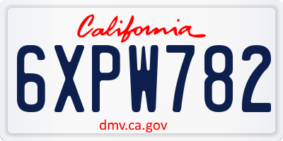 CA license plate 6XPW782