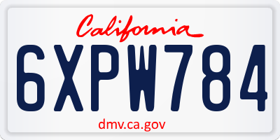 CA license plate 6XPW784