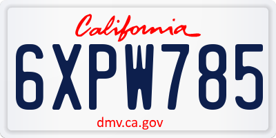 CA license plate 6XPW785
