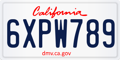 CA license plate 6XPW789