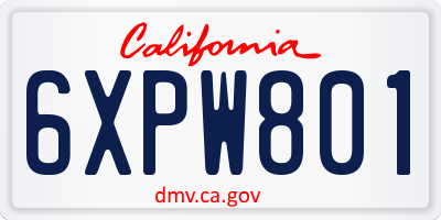 CA license plate 6XPW801