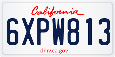 CA license plate 6XPW813