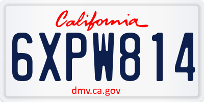 CA license plate 6XPW814