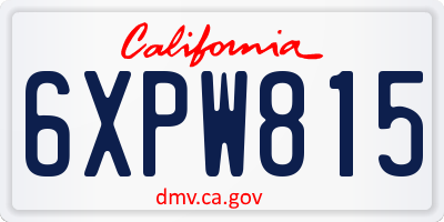 CA license plate 6XPW815