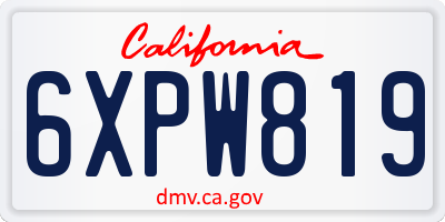 CA license plate 6XPW819