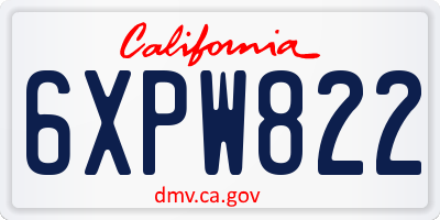 CA license plate 6XPW822