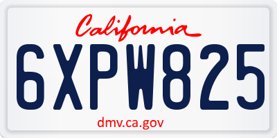 CA license plate 6XPW825