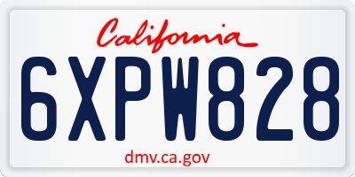 CA license plate 6XPW828