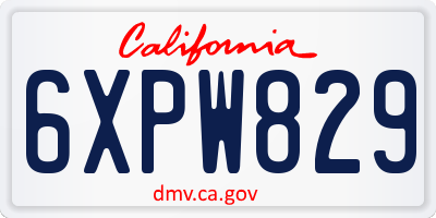 CA license plate 6XPW829