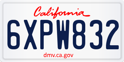 CA license plate 6XPW832
